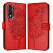 OnePlus Ace 5 Ultra Red Leather Phone Case with Embossed Butterfly Design - 2