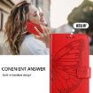 OnePlus Ace 5 Ultra Red Leather Phone Case with Embossed Butterfly Design - 7
