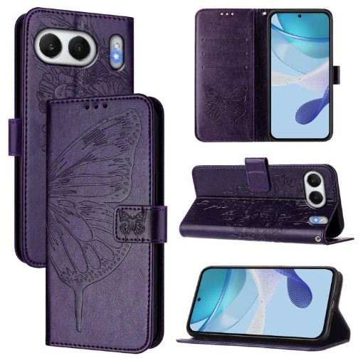 OnePlus Nord 4 5G Butterfly Leather Case - Dark Purple, Global Version - 1