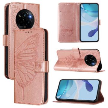 Realme Narzo 80/14 Pro 5G Embossed Butterfly Leather Case Rose Gold - 1