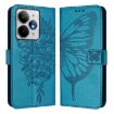 Realme Neo7 Turbo 5G Blue Embossed Butterfly Leather Phone Case - 2