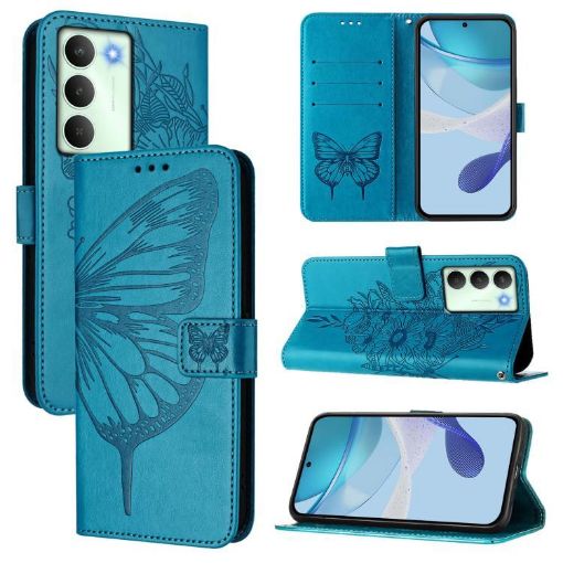 Realme V70/14x/C75 5G Blue Embossed Butterfly Leather Phone Case - 1