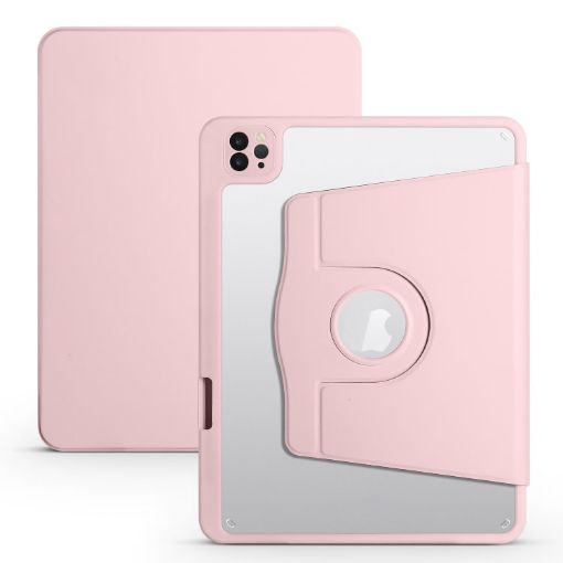 iPad Pro 13 2024 Sand Pink 360 Rotation Leather Case Holder - 1