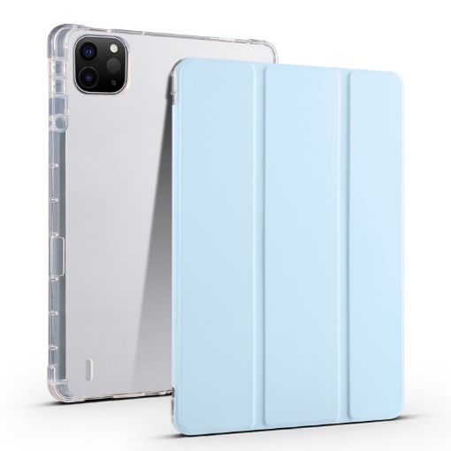 iPad Pro 13 2024 Clear TPU Leather Case with Pen Slot - Ice Blue - 1