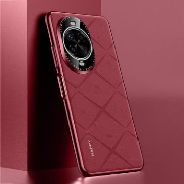 Huawei nova 14 Wine Red Plain Leather PC Phone Case - 1