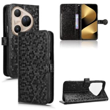 Huawei Pura 80 Pro 5G Leather Phone Case - Honeycomb Dot Texture Black - 1