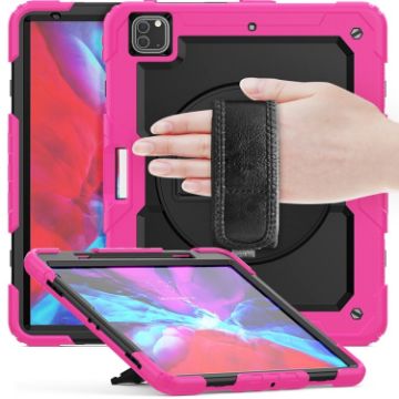 iPad Pro 13 2024 Silicone Hybrid PC Case - Black/Rose Red - 1