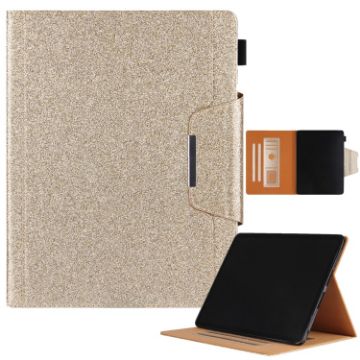 iPad Pro 13 2024 Gold Glitter Leather Smart Case with Metal Buckle - 1