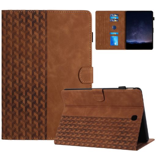 Samsung Galaxy Tab A 8.0 T350 Leather Case - Building Blocks Embossed Brown - 1