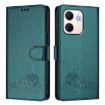 OPPO A5x 4G/5G Cat Rat Embossed RFID Leather Case with Lanyard Green - 2