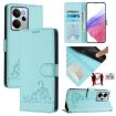 Realme 14 5G/P3 5G India Cat Rat Embossed RFID Leather Case Mint Green - 1