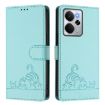 Realme 14 5G/P3 5G India Cat Rat Embossed RFID Leather Case Mint Green - 2
