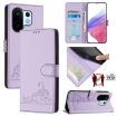 Vivo S30 Pro Mini Cat Rat Embossed RFID Leather Case with Lanyard Purple - 1