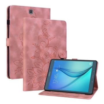 Samsung Galaxy Tab A 9.7 T550 T555 Pink Lily Embossed Leather Case - 1