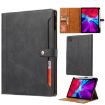 iPad Pro 13 2024 Black Leather Flip Case with Calf Texture & Clasp - 1