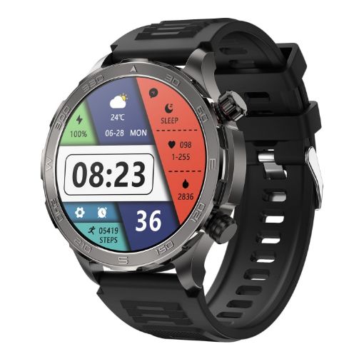 DK67 1.53" IP67 BT 5.0 Smart Watch: Fitness, Health Monitor, Black - 1