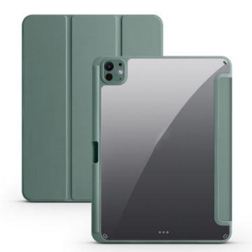 iPad Pro 13 2024 Dark Green Acrylic 3-Fold Smart Leather Case - 1