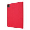 iPad Pro 13 2024 Red Fabric Leather Tablet Case - 3