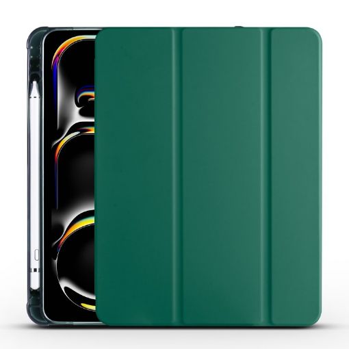iPad Pro 13 2024 Pine Green TPU Leather Case with Pen Slot - 1