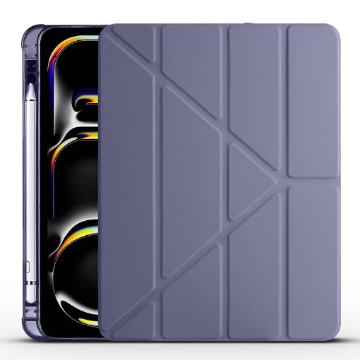 iPad Pro 13 2024 Lavender Purple TPU Leather Case with Pen Slot - 1