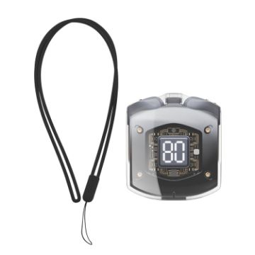 ROCK RAU0766 Bubble Transparent TWS Bluetooth Earphone with Lanyard Black - 1