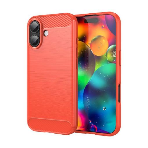 iPhone 17 Red Carbon Fiber TPU Case - Brushed Texture Cover - 1