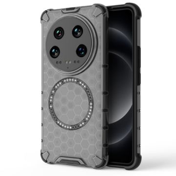 Xiaomi 14 Ultra Shockproof Phone Case with Honeycomb Magnetic Ring - Black - 1