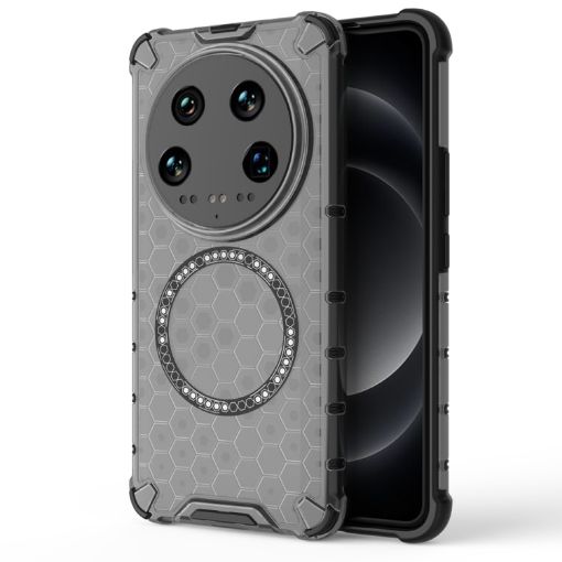 Xiaomi 14 Ultra Shockproof Phone Case with Honeycomb Magnetic Ring - Black - 1