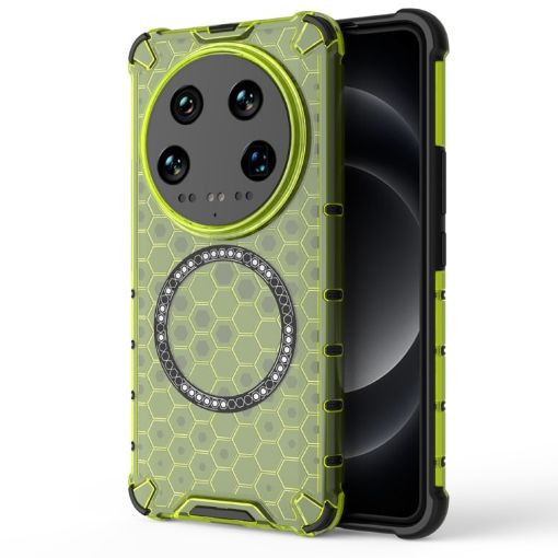 Xiaomi 14 Ultra Green Honeycomb Magnetic Ring Shockproof Case - 1