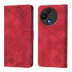 TCL 60 SE NxtPaper/605 Red Embossed Leather Phone Case Skin Feel - 2