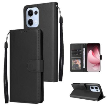 OPPO Reno13 5G Leather Phone Case, Global 3-Card Slots, Black - 1