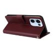 OPPO Reno13 5G Leather Phone Case, 3-Card Slots, Wine Red, Global - 5