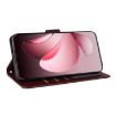 OPPO Reno13 5G Leather Phone Case, 3-Card Slots, Wine Red, Global - 6