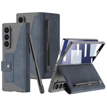 Samsung Galaxy Z Fold7 5G GKK Armor Flip Leather Case with Pen Slot - Grey - 1