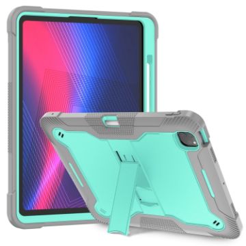 iPad Pro 13 2024 Shockproof Silicone Hybrid Case with Holder Mint/Grey - 1