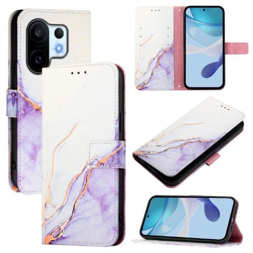 Vivo S30 Pro Mini PT003 Marble Flip Leather Case - White Purple - 1