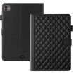 iPad Pro 13 2024 Black Rhombus Lattice Leather Smart Case - 1
