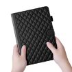 iPad Pro 13 2024 Black Rhombus Lattice Leather Smart Case - 4