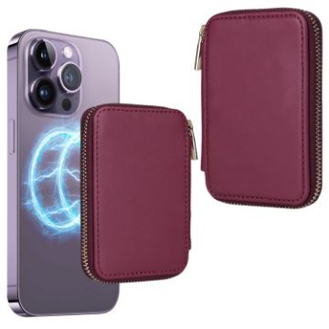 MagSafe Magnetic Zipper Card Bag for Mobile Phone - Wine Red HS-005 - 1