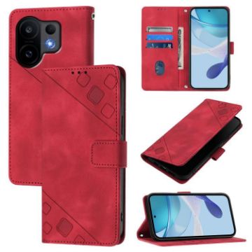 Vivo S30 Red Embossed Leather Phone Case - Skin Feel Cover - 1