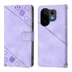 Vivo S30 Light Purple Embossed Leather Phone Case - Skin Feel Cover - 2