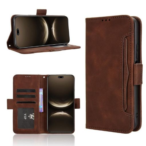 Huawei nova 14 Ultra 5G Brown Leather Phone Case with Card Slots - 1