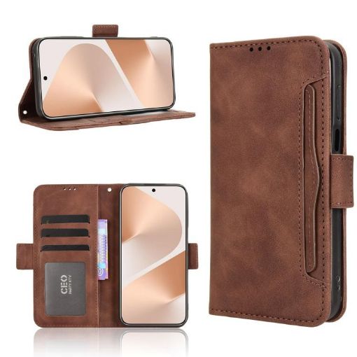 Huawei Pura 80 5G Brown Leather Phone Case with Card Slots - 1