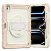 iPad Pro 13 2024 Silicone Hybrid Case with Strap - Beige/Rose Gold - 1