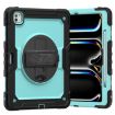 iPad Pro 13 2024 Silicone Hybrid PC Case with Strap - Light Blue/Black - 1