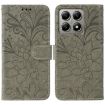 Xiaomi 14T Grey Lace Flower Embossing Flip Leather Phone Case - 1
