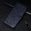 Xiaomi 14T Dark Blue Lace Flower Embossing Flip Leather Phone Case - 6