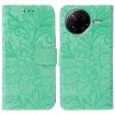 Xiaomi Poco F7 Pro/Redmi K80 Green Lace Flower Flip Leather Case - 1