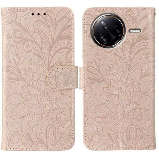 Xiaomi Poco F7 Ultra/Redmi K80 Pro Rose Gold Lace Flip Leather Case - 1