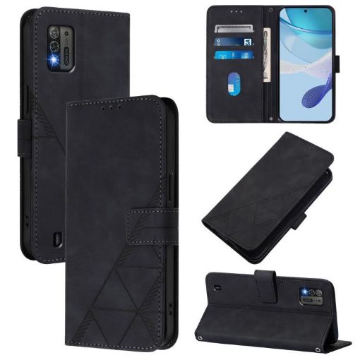 ZTE Blade A52 Lite Black 3D Embossed Flip Leather Crossbody Case - 1